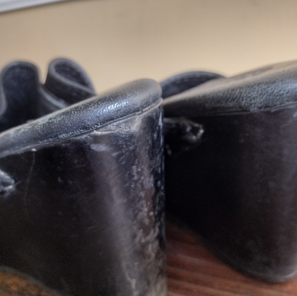 Salpy Black Leather Studded Open Toe Wedge Mules Size 9 - Picture 8 of 11